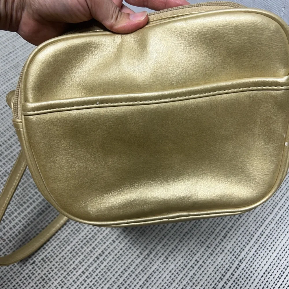 Classic Elements vintage metallic gold leather crossbody shoulder bag purse